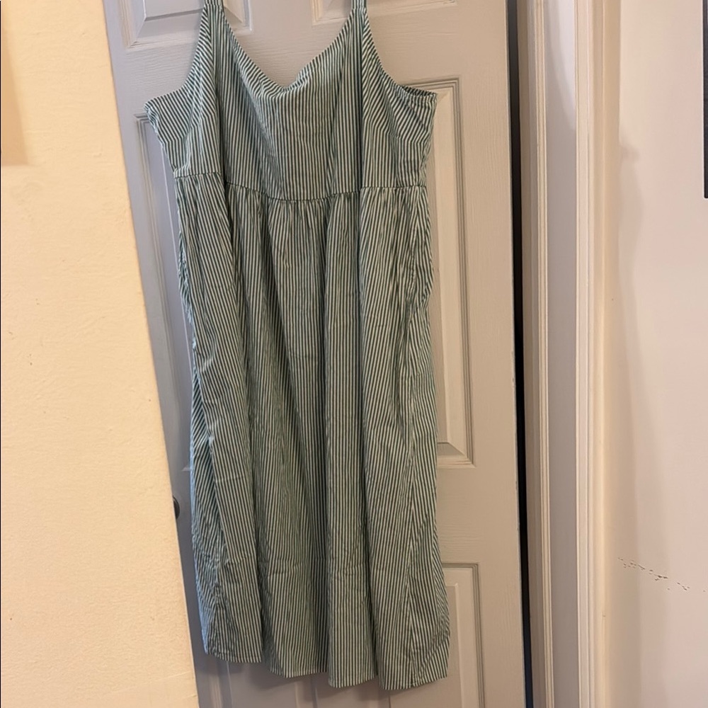 Brand New With Tags Striped Green Midi Dress